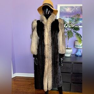 Elegant Black and Tan Fur Coat
